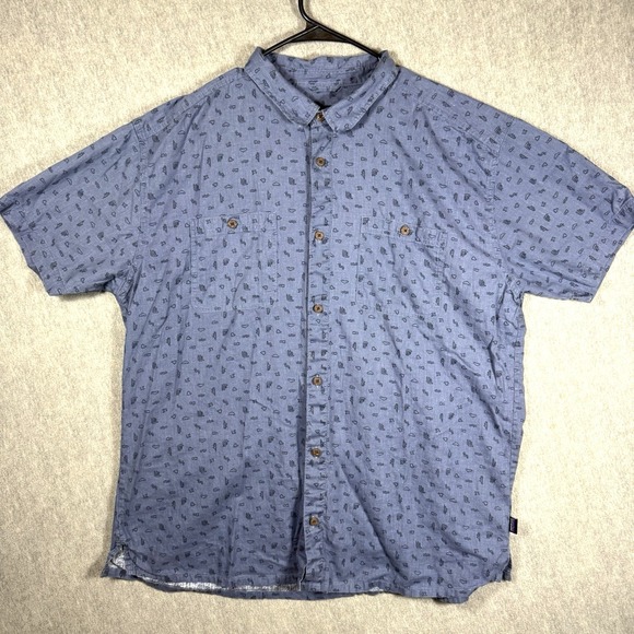 Patagonia Other - Patagonia Back Step Mens XXL Blue All Over Print Short Sleeve Button Up Shirt